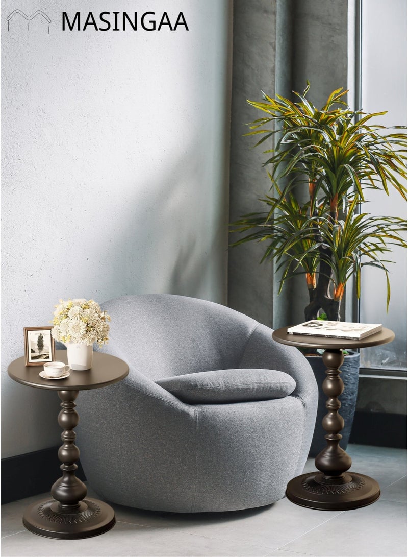 MASINGAA 2pcs Coffee Table, Sofa Side Table, Nordic Corner Small Table, Tea End table for Living Room, Outdoor, Bedroom, Black,40x40x52cm - Image 4